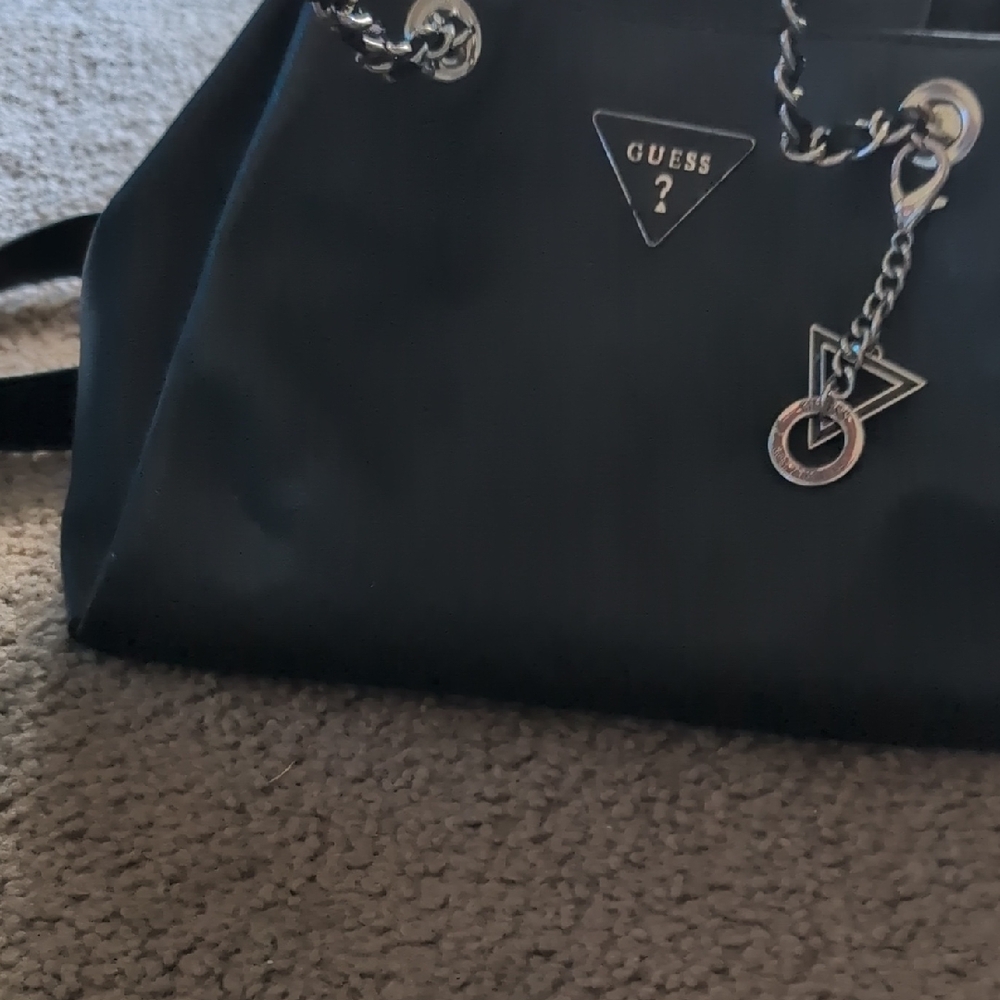 Guess Black Shoulder Bag with Silver Chain